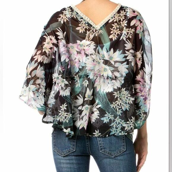 Miss Me Green tropical Floral Print Sheer Kimono Cardigan - Picture 5 of 11